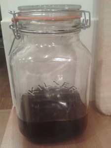 Inne's Log Goat's Cheese and Apple Tarts with Plum Sloe Gin Sauce left over sloes